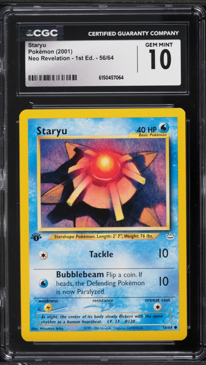 2001 Pokemon Neo Revelation 1st Edition Staryu #56 CGC 10 GEM MINT