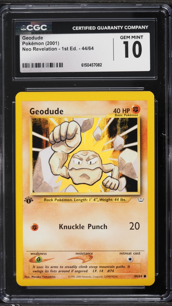 2001 Pokemon Neo Revelation 1st Edition Geodude #44 CGC 10 GEM MINT