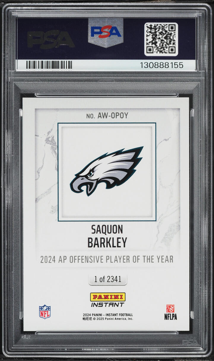 2024 Panini Instant NFL Award Winners Saquon Barkley /2341 #AW-OPOY PSA 9 MINT