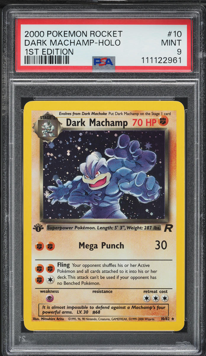 2000 Pokemon Team Rocket 1st Edition Holo Dark Machamp #10 PSA 9 MINT