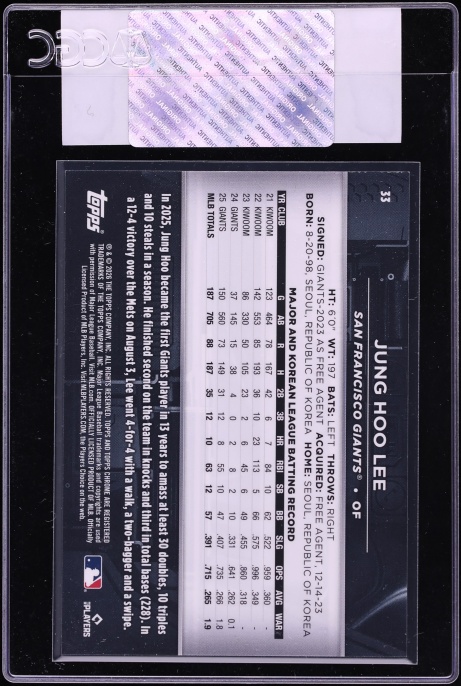 2026 Topps Chrome Black Gold Wave Refractor Jung Hoo Lee /50 #33 CGC AUTH