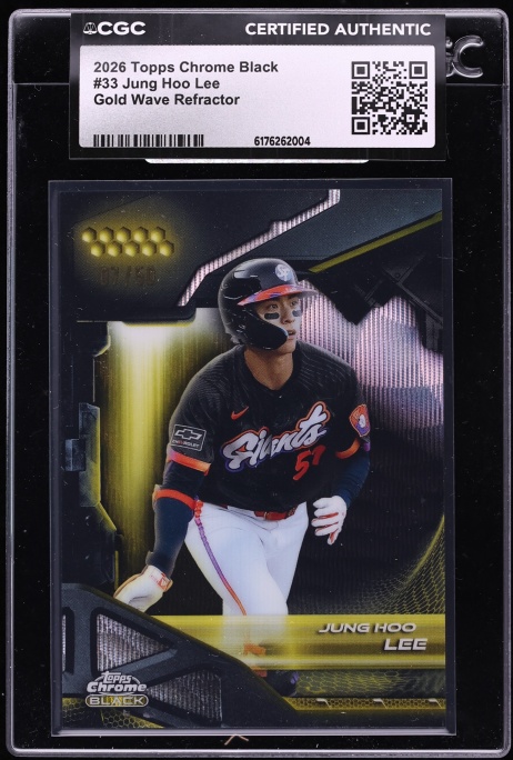 2026 Topps Chrome Black Gold Wave Refractor Jung Hoo Lee /50 #33 CGC AUTH