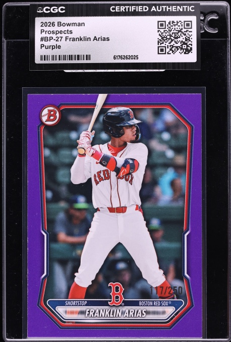 2026 Bowman Purple Franklin Arias PROSPECT /250 #BP-27 CGC AUTH