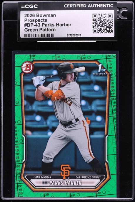 2026 Bowman Green Pattern Parks Harber PROSPECT /99 #BP-43 CGC AUTH