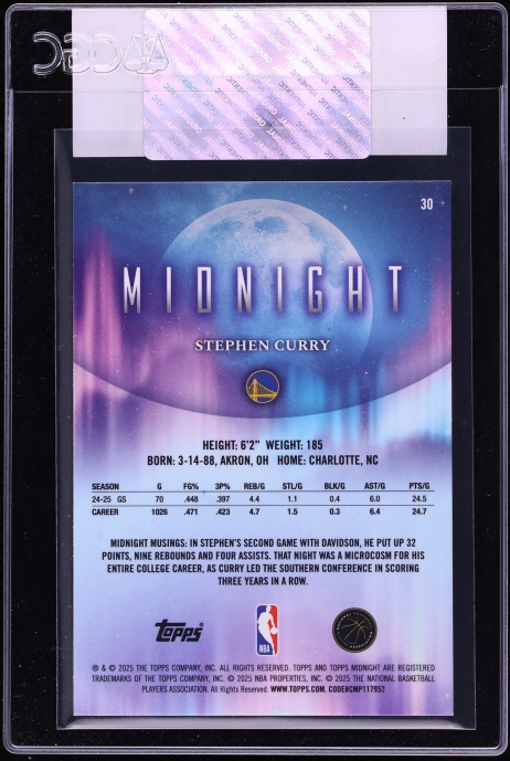2025 Topps Midnight Midnight Stephen Curry /12 #30 CGC AUTH