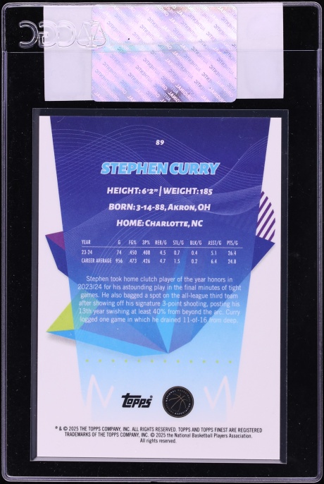 2024 Finest Red Geometric Refractor Stephen Curry 10/10 #89 CGC AUTH