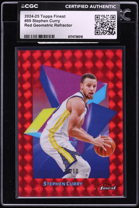 2024 Finest Red Geometric Refractor Stephen Curry 10/10 #89 CGC AUTH
