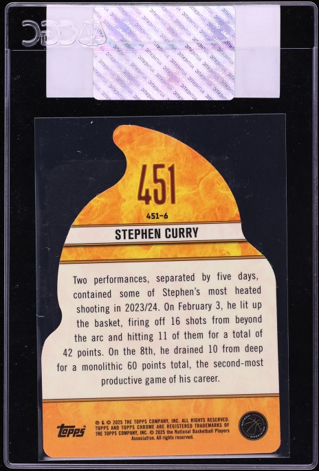 2024 Topps Chrome 451 Die-Cut Stephen Curry #451-6 CGC AUTH