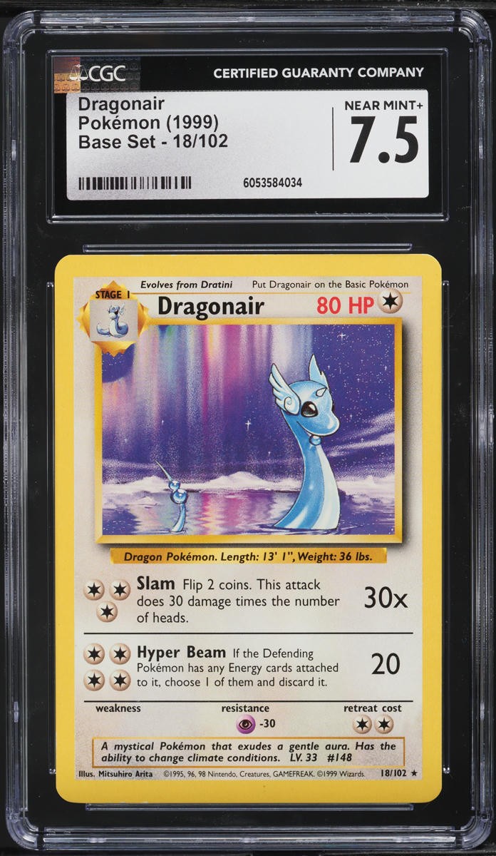 1999 Pokemon Base Set Dragonair #18 CGC 7.5 NRMT+