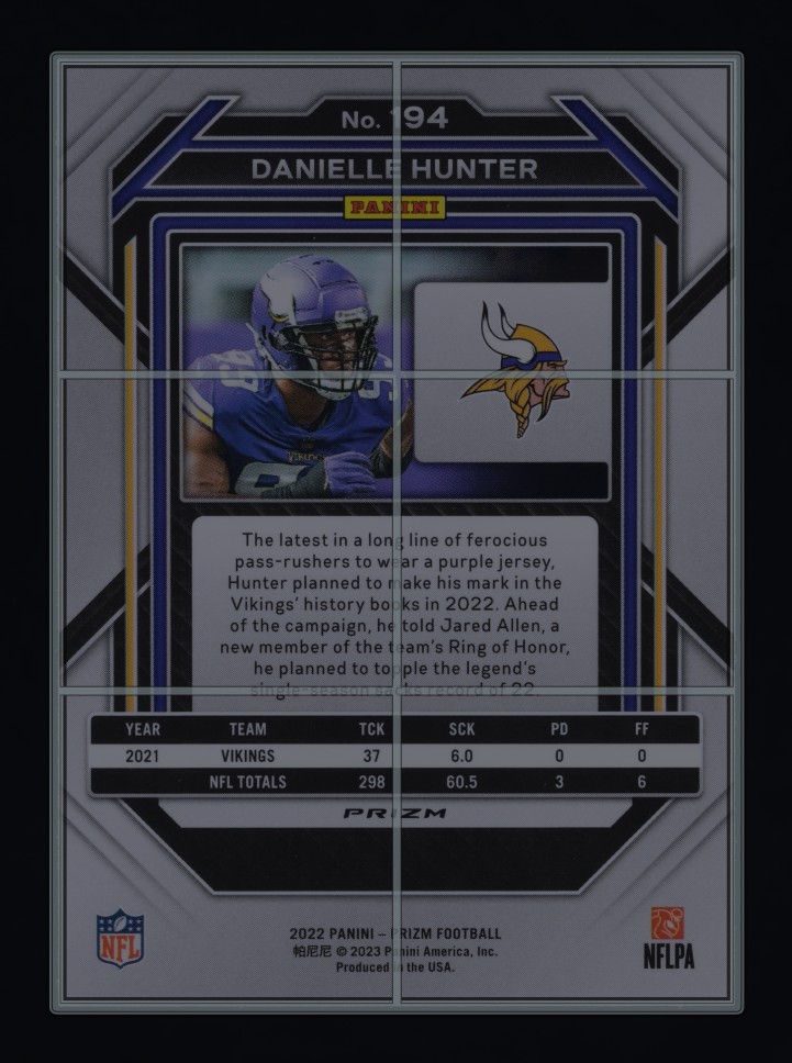 2022 Panini Prizm Snakeskin Danielle Hunter #194 MBA AUTH