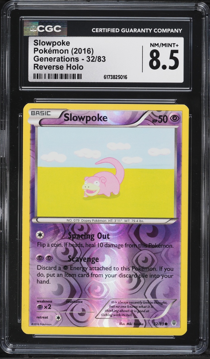 2016 Pokemon XY Generations Reverse Holo Slowpoke #32 CGC 8.5 NM-MT+