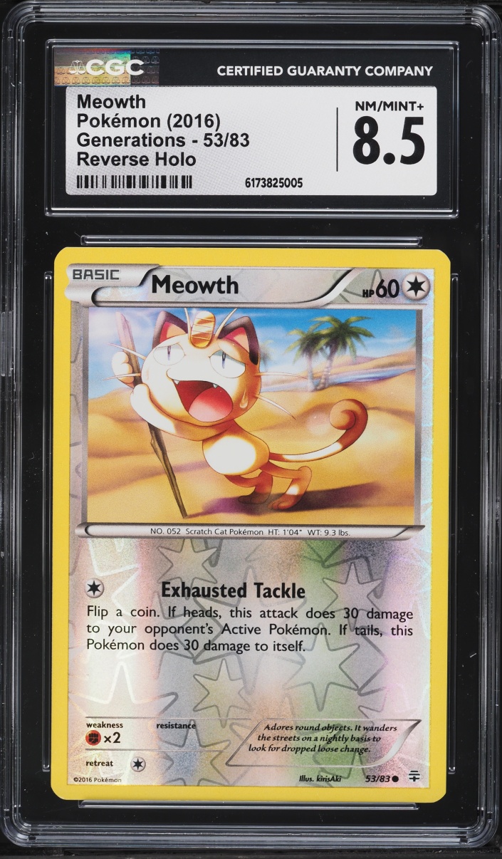 2016 Pokemon XY Generations Reverse Holo Meowth #53 CGC 8.5 NM-MT+