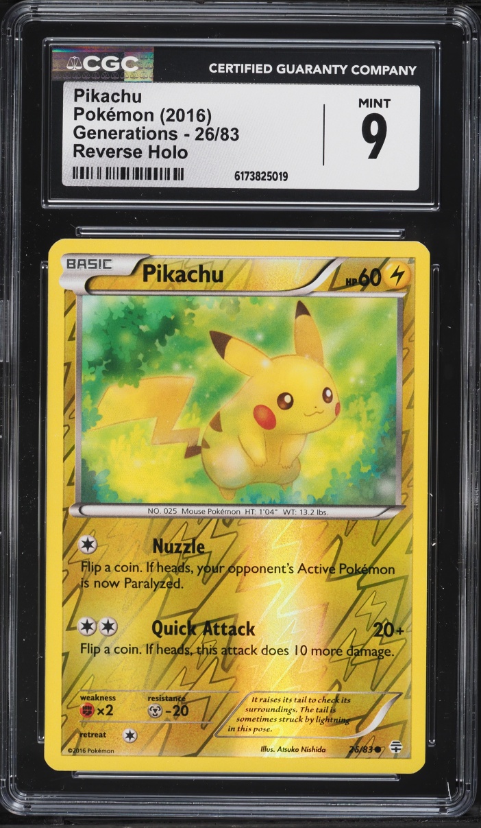 2016 Pokemon XY Generations Reverse Holo Pikachu #26 CGC 9 MINT
