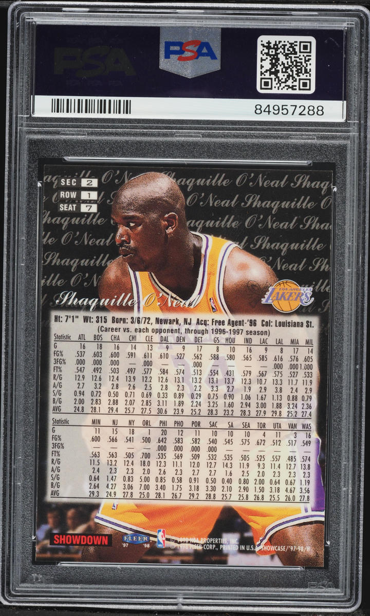 1997 Flair Showcase Row 1 Shaquille O'Neal #7 PSA 9 MINT