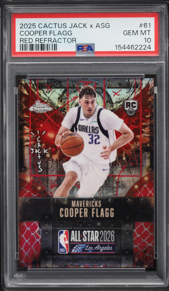 2025 Topps Chrome Cactus Jack X ASG Red Refractor Cooper Flagg ROOKIE /5 #61 PSA 10 GEM MINT