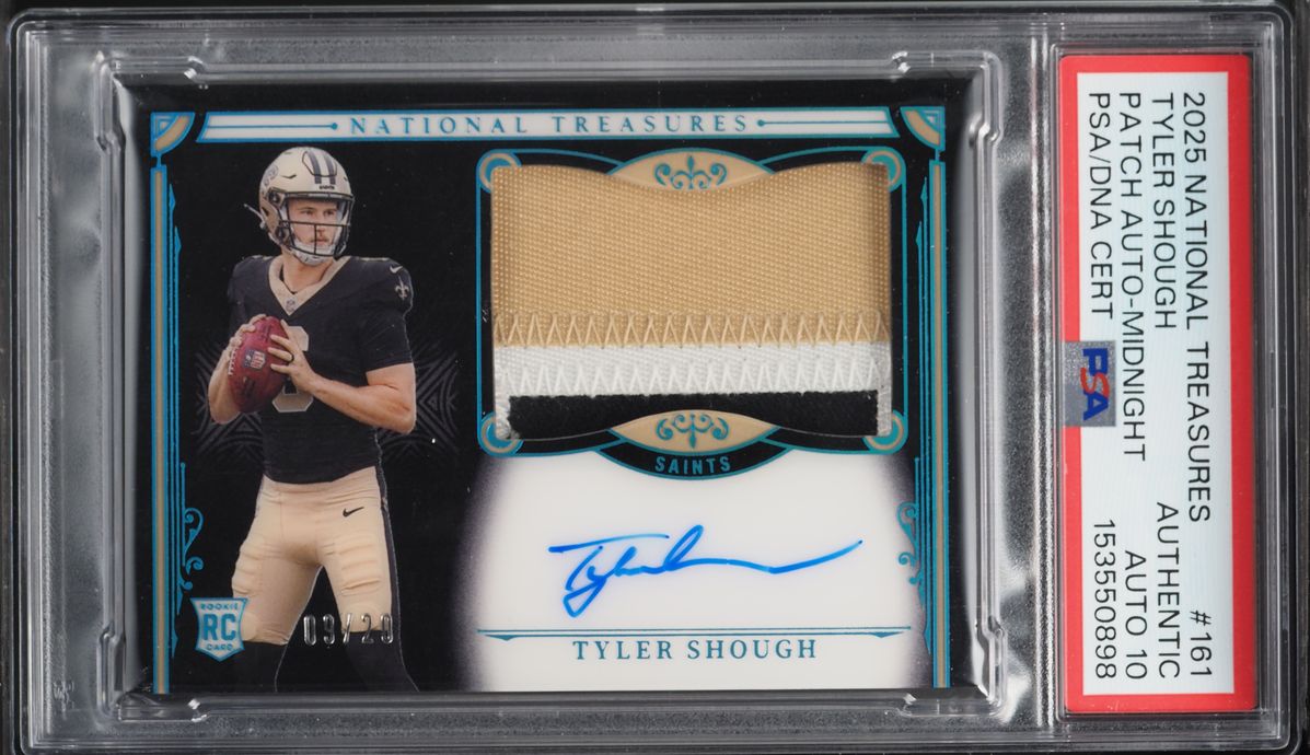 2025 National Treasures Midnight Tyler Shough ROOKIE AUTO DNA 10 /24 #161 PSA AUTH