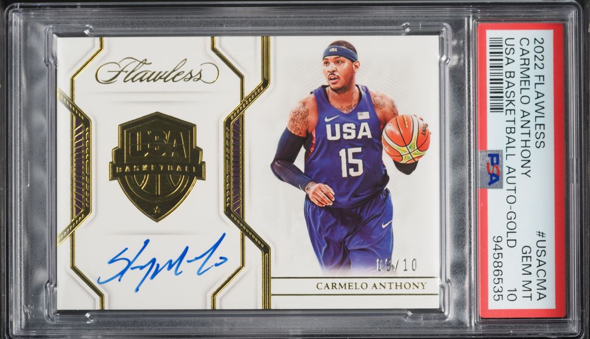 2022 Panini Flawless USA Basketball Gold Carmelo Anthony AUTO /10 #USA-CMA PSA 10 GEM MINT