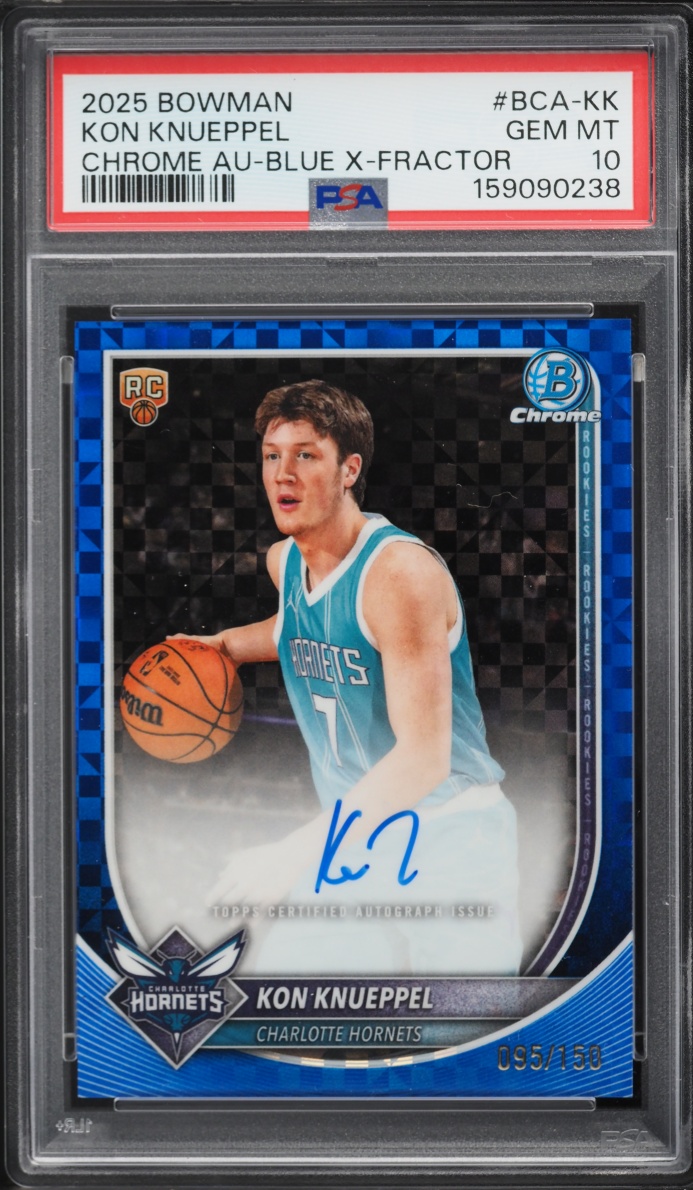 2025 Bowman Chrome Blue Xfractor Kon Knueppel ROOKIE AUTO /150 #BCA-KK PSA 10 GEM MINT