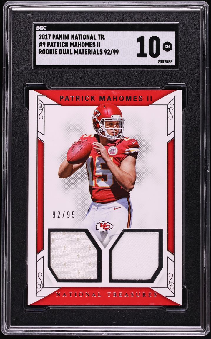 2017 National Treasures Dual Patrick Mahomes II ROOKIE PATCH /99 #9 SGC 10 GEM MINT