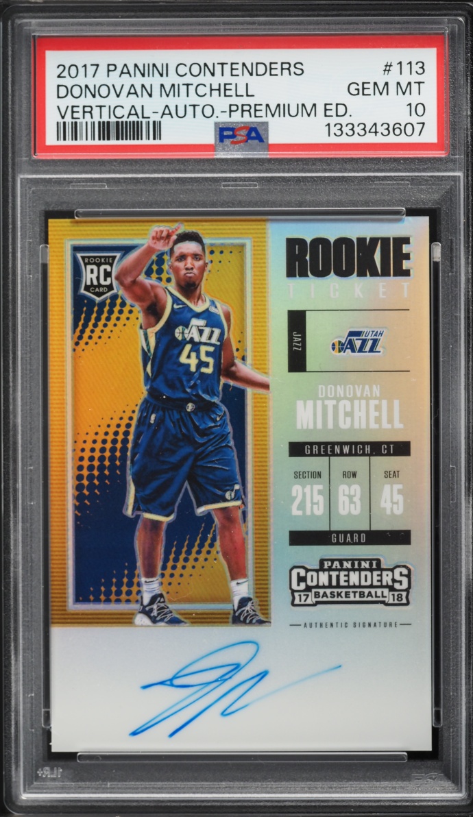 2017 Panini Contenders Premium Donovan Mitchell ROOKIE AUTO #113 PSA 10 GEM MINT