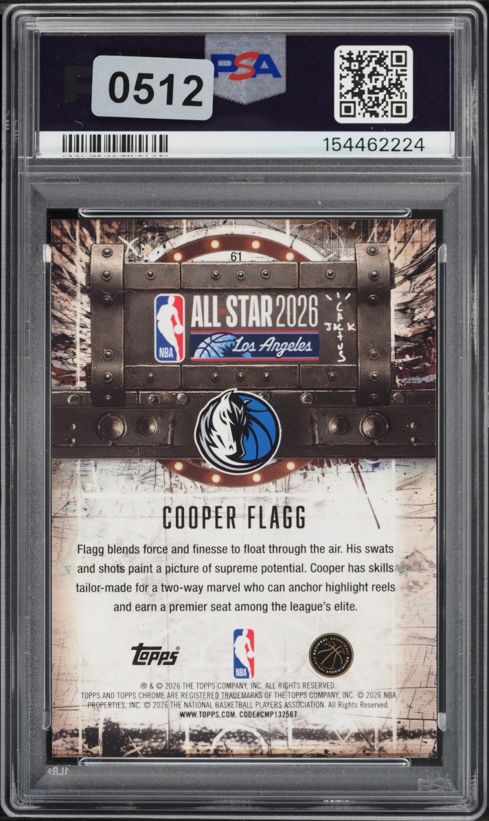 2025 Topps Chrome Cactus Jack X ASG Red Refractor Cooper Flagg ROOKIE /5 #61 PSA 10 GEM MINT