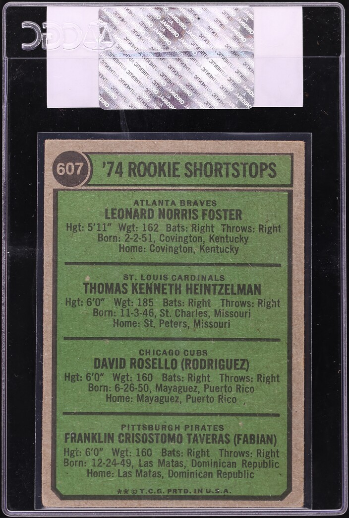 1974 Topps Rookie Shortstops #607 CGC AUTH