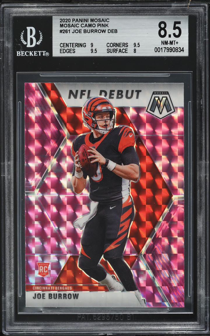 2020 Panini Mosaic Pink Camo Joe Burrow ROOKIE #261 BGS 8.5 NM-MT+