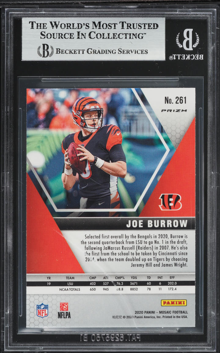 2020 Panini Mosaic Pink Camo Joe Burrow ROOKIE #261 BGS 8.5 NM-MT+