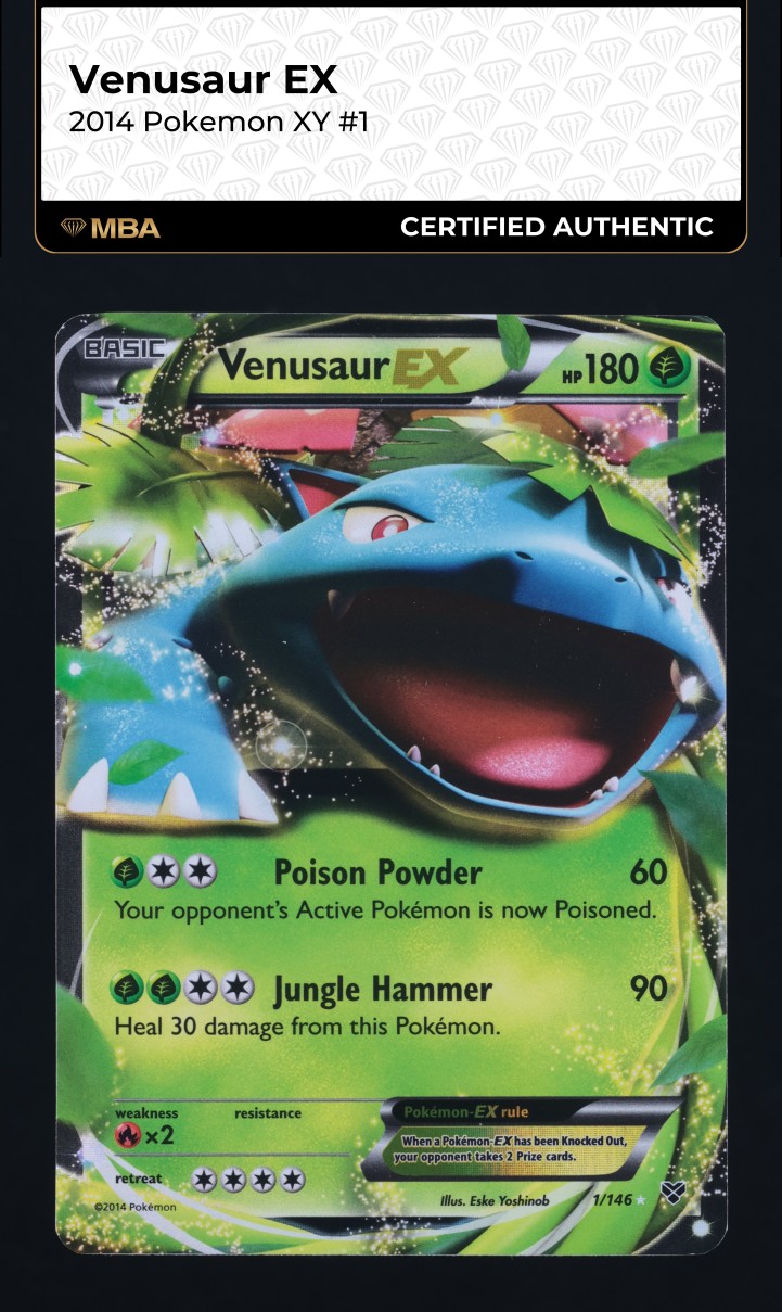 2014 Pokemon XY Venusaur EX #1 MBA AUTH