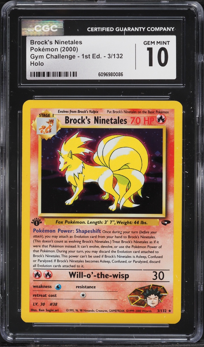 2000 Pokemon Gym Challenge 1st Edition Holo Brock's Ninetales #3 CGC 10 GEM MINT
