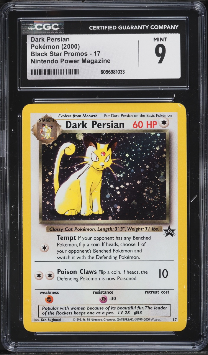 2000 Pokemon Promo Nintendo Power Magazine Holo Dark Persian #17 CGC 9 MINT