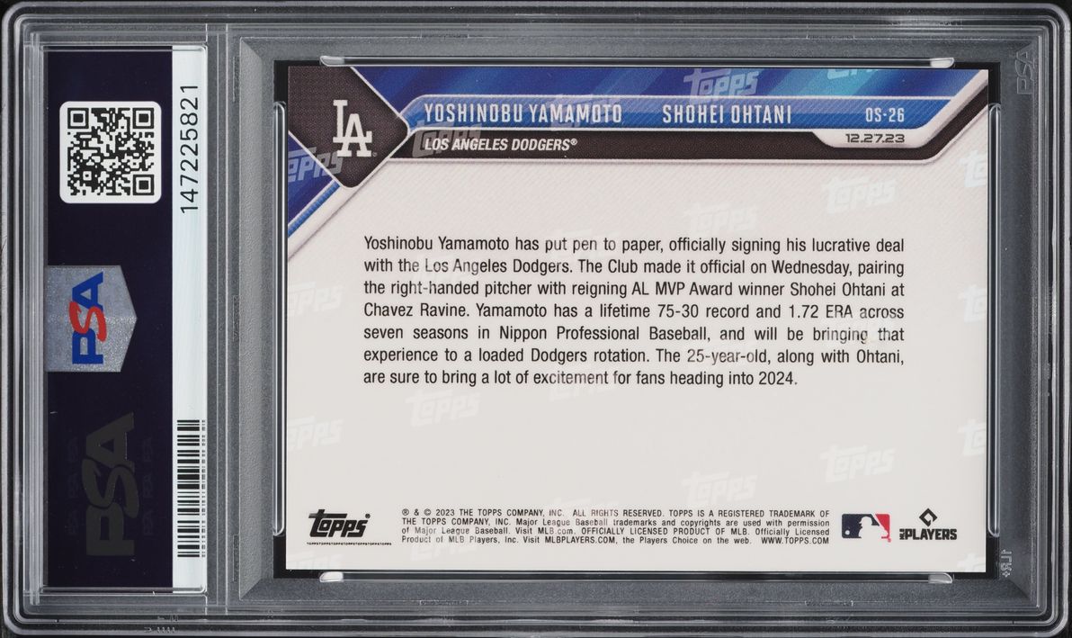 2023 Topps Now Off-Season Shohei Ohtani & Yoshinobu Yamamoto ROOKIE #OS-26 PSA 10 GEM MINT