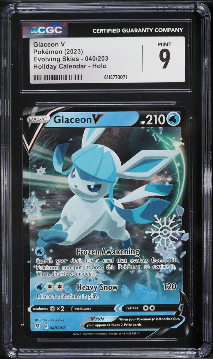 2023 Pokemon Sword & Shield Evolving Skies Holiday Calendar Full Art Glaceon V #040 CGC 9 MINT