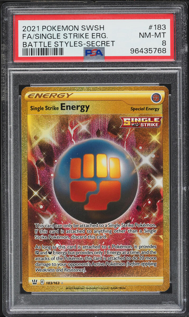 2021 Pokemon Sword & Shield Battle Styles Full Art Single Strike Energy #183 PSA 8 NM-MT