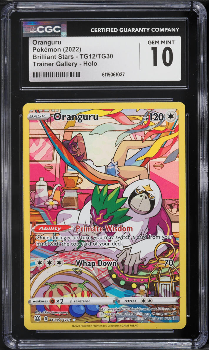2022 Pokemon Sword & Shield Brilliant Stars CHR Oranguru #TG12 CGC 10 GEM MINT