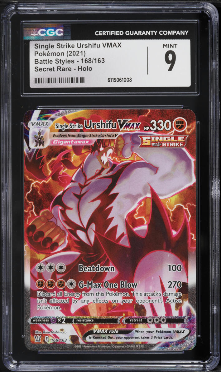 2021 Pokemon Sword & Shield Battle Styles Full Art Single Strike Urshifu VMAX #168 CGC 9 MINT