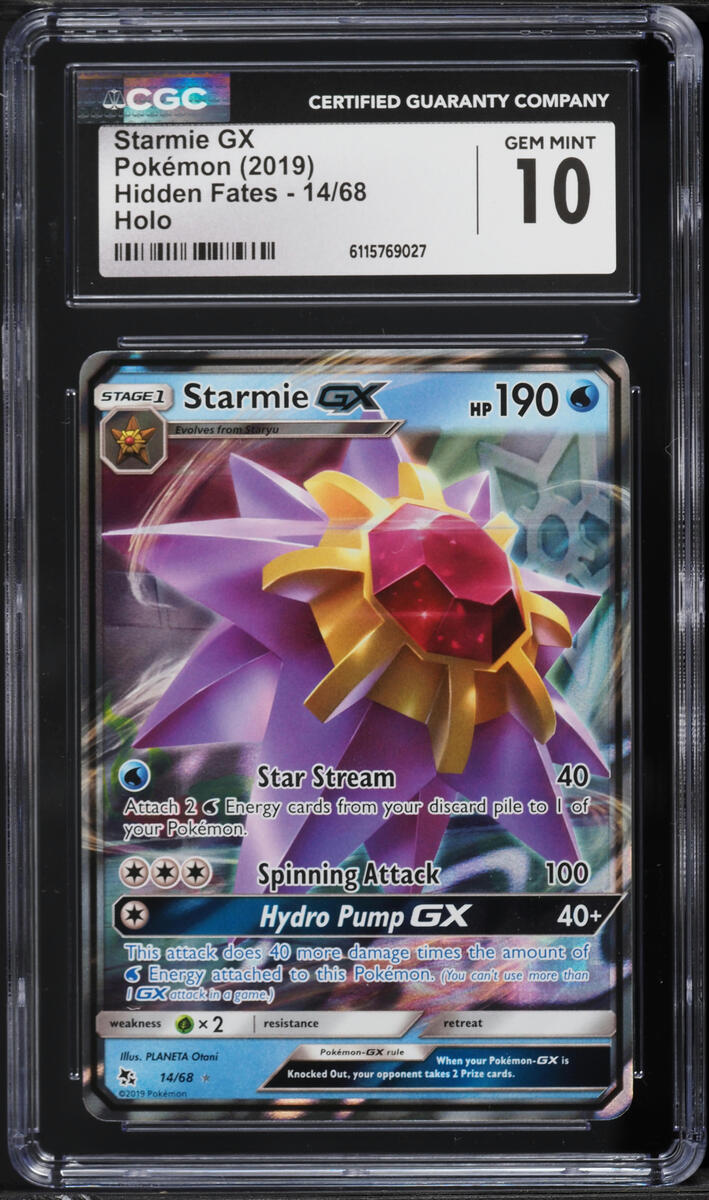 2019 Pokemon Sun & Moon Hidden Fates Starmie GX #14 CGC 10 GEM MINT