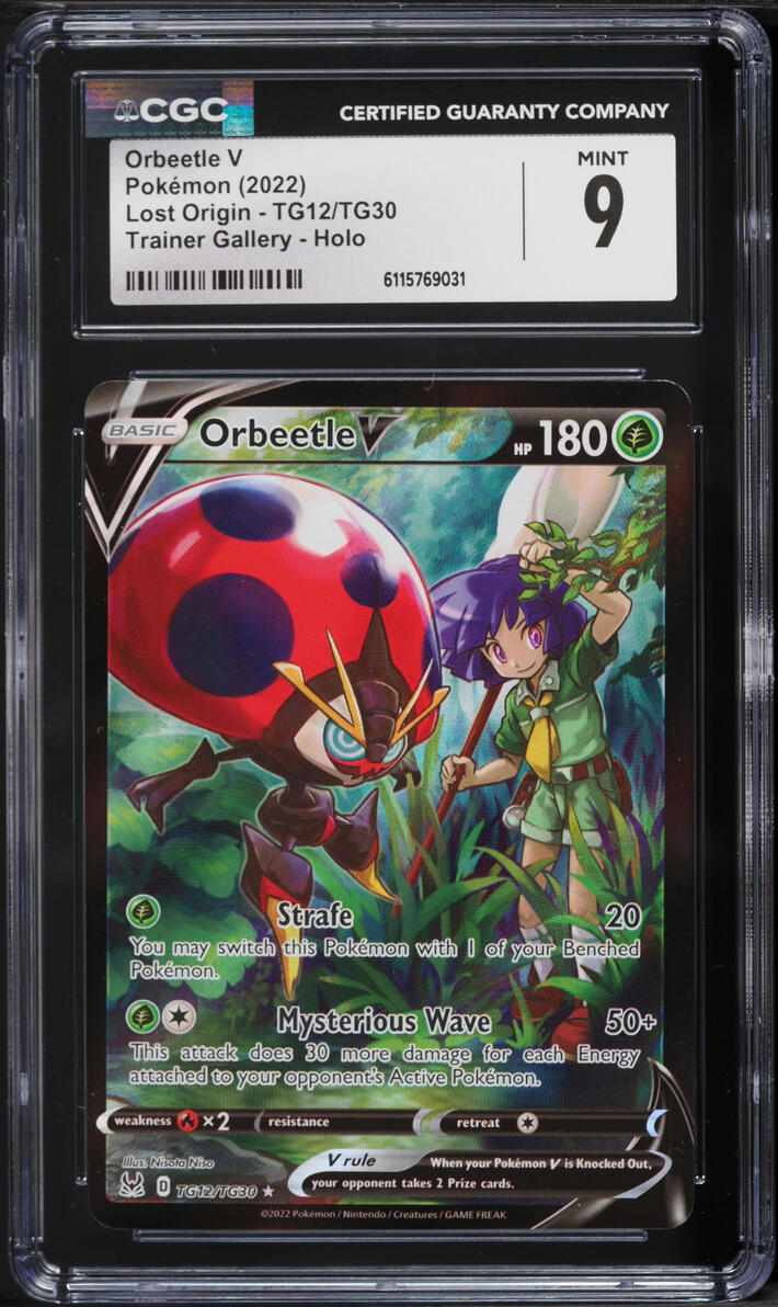 2022 Pokemon Sword & Shield Lost Origin Trainer Gallery CHR Orbeetle V #TG12 CGC 9 MINT