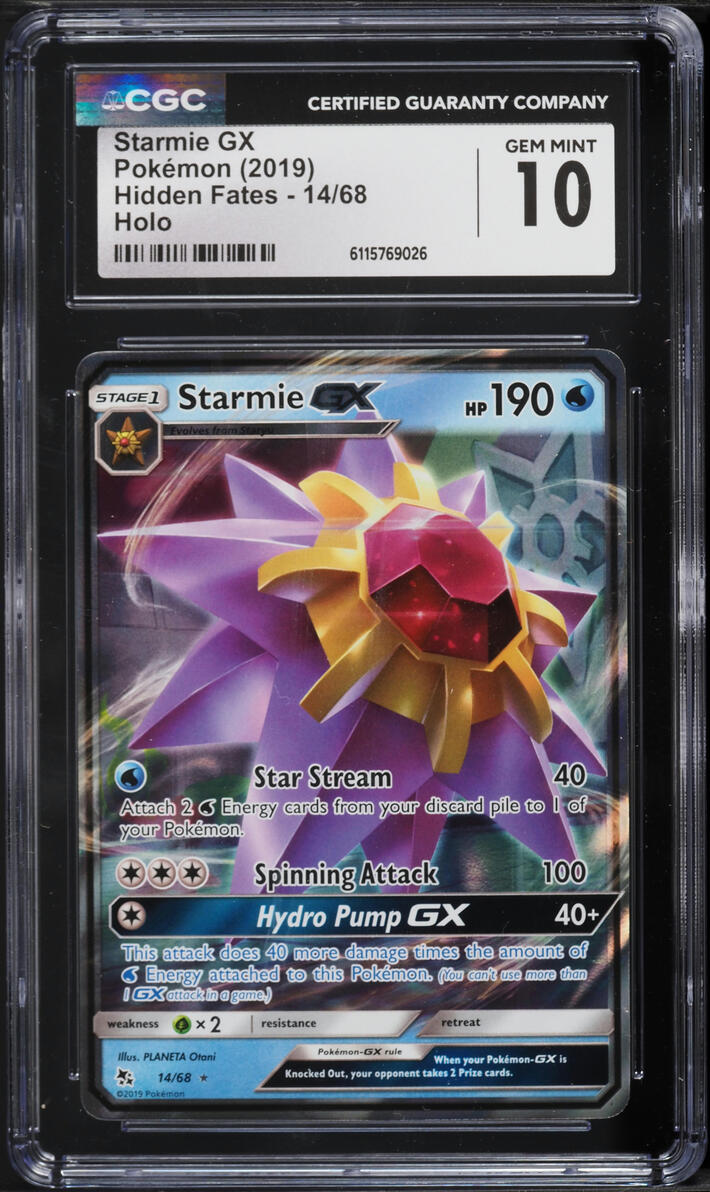 2019 Pokemon Sun & Moon Hidden Fates Starmie GX #14 CGC 10 GEM MINT