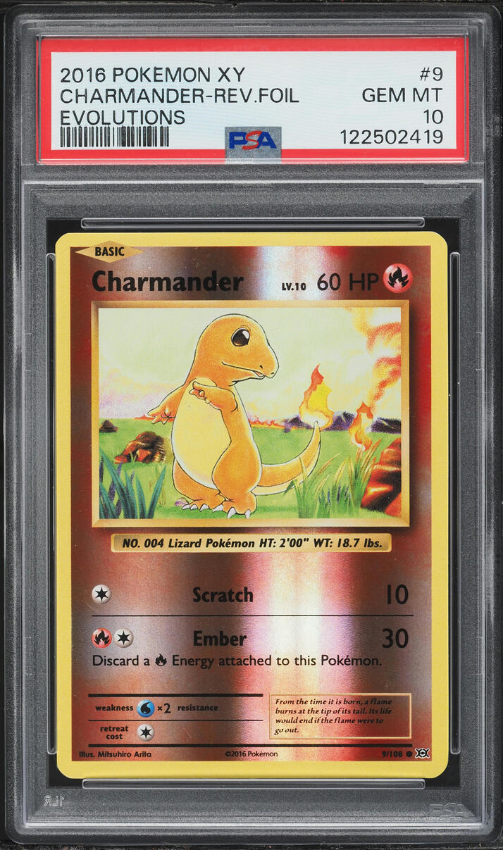 2016 Pokemon XY Evolutions Reverse Holo Charmander #9 PSA 10 GEM MINT