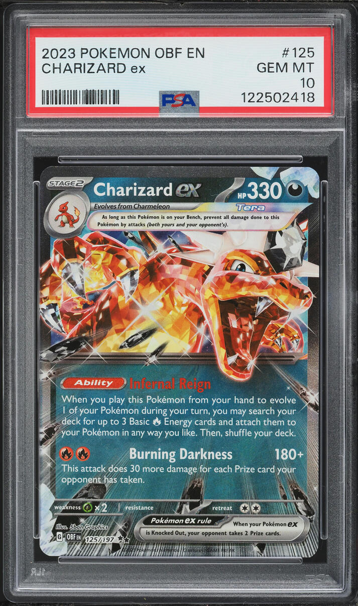 2023 Pokemon Scarlet & Violet Obsidian Flames Holo Charizard ex #125 PSA 10 GEM MINT