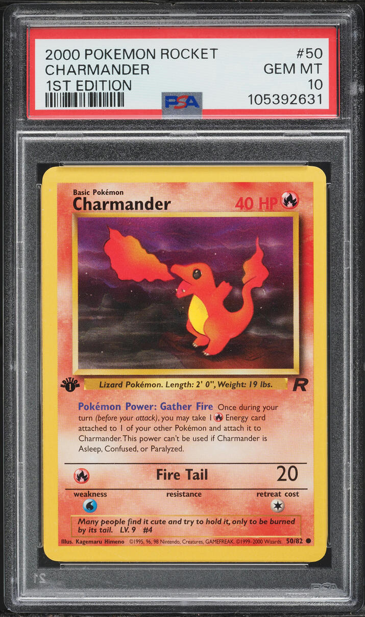 2000 Pokemon Team Rocket 1st Edition Charmander #50 PSA 10 GEM MINT