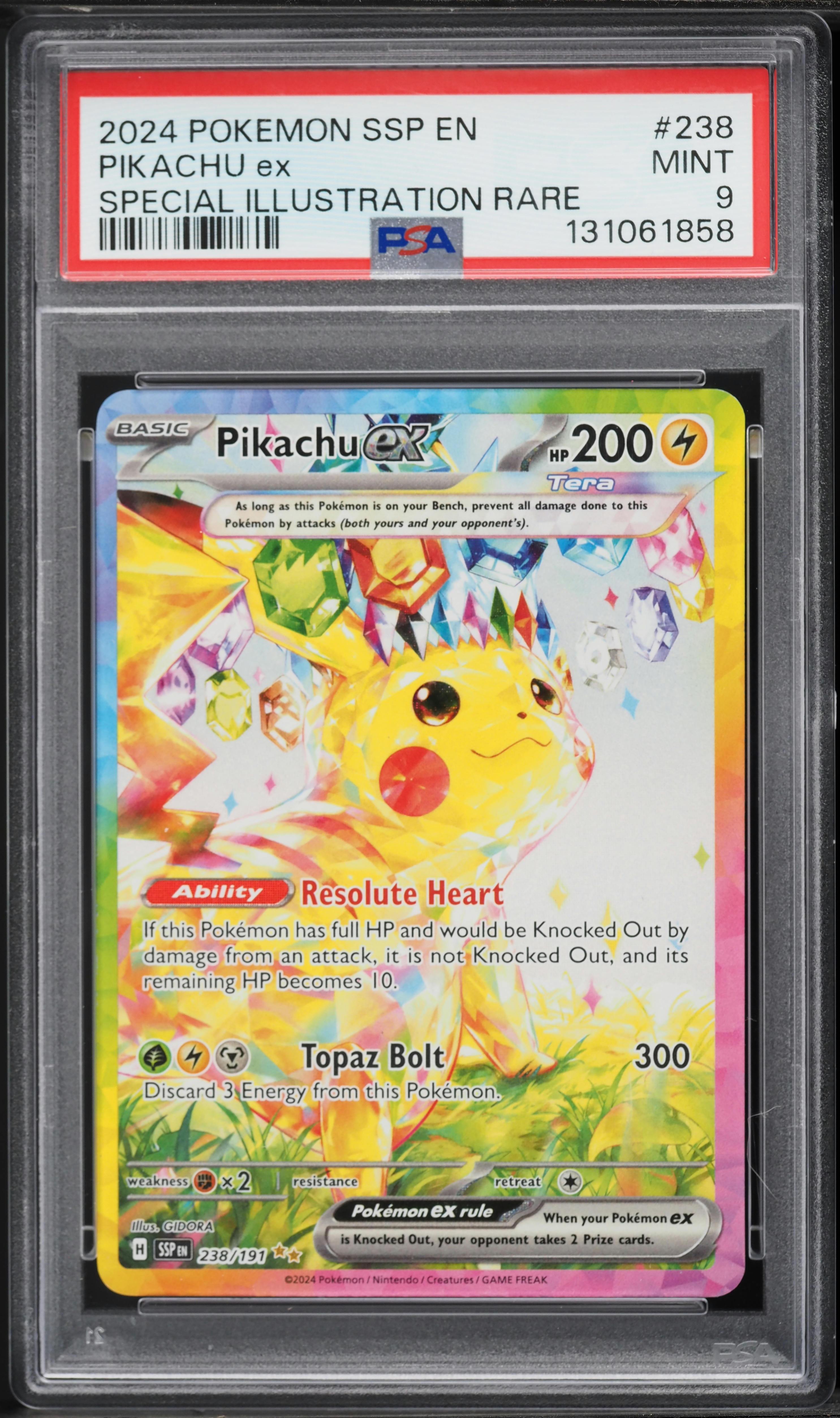 2024 Pokemon Scarlet & Violet Surging Sparks SIR Pikachu Ex #238 PSA 9 MINT