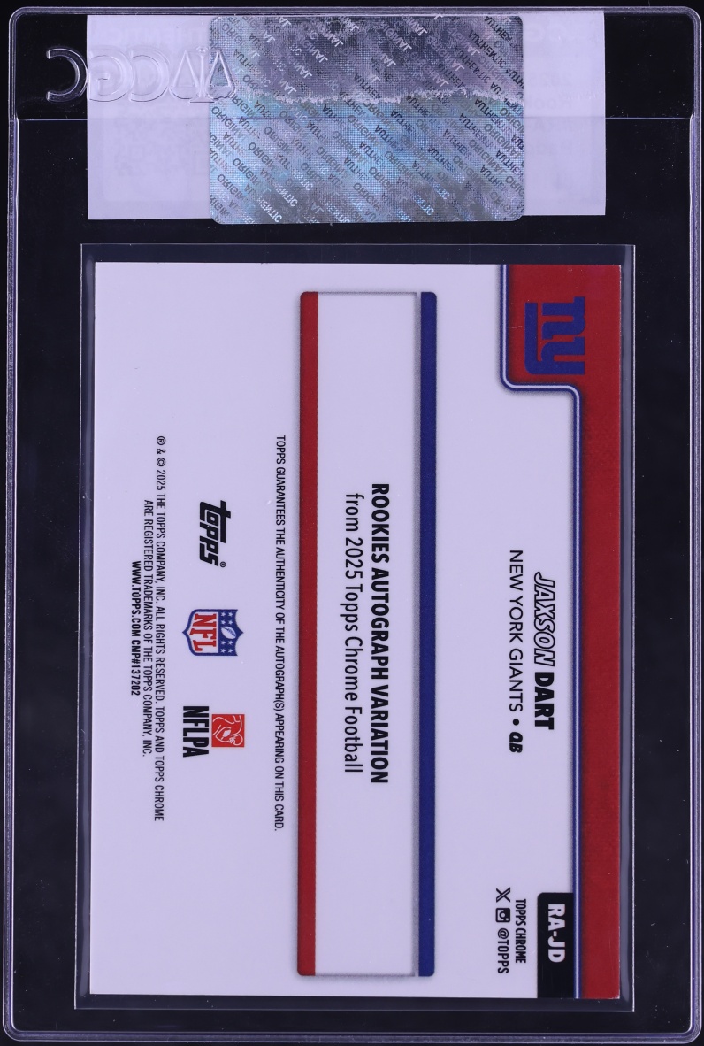 2025 Topps Chrome Sapphire Padparadscha Jaxson Dart ROOKIE AUTO 1/1 #RA-JD CGC AUTH