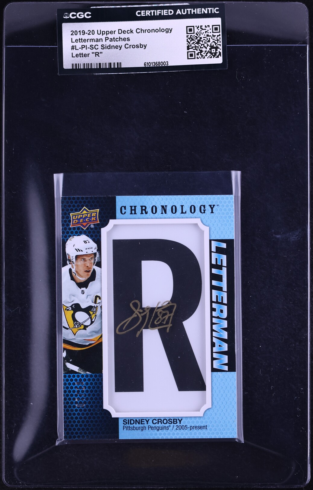 2019 Upper Deck Chronology Letterman Sidney Crosby PATCH AUTO /10 #L-PI-SC CGC AUTH - Photo 1
