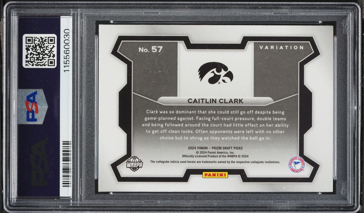 2024 Panini Prizm Draft Picks Variation Caitlin Clark ROOKIE #57 PSA 9 MINT
