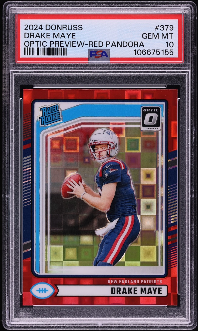 2024 Donruss Optic Preview Red Pandora Prizm Drake Maye ROOKIE #379 PSA 10 GEM MINT