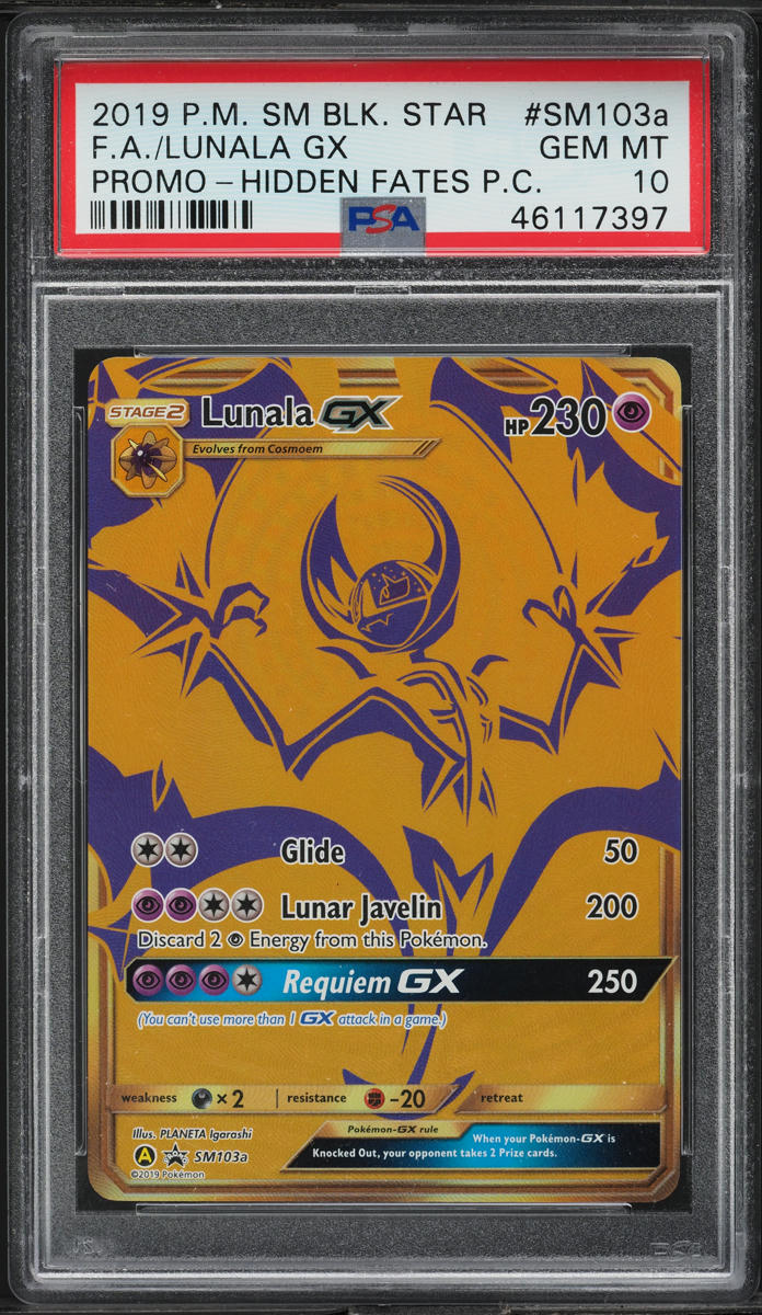 2019 Pokemon SM Promo Hidden Fates Premium Full Art Lunala GX #SM103a PSA 10 GEM
