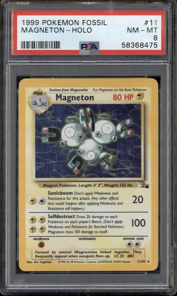 1999 Pokemon Fossil #11 Magneton Holo PSA 8