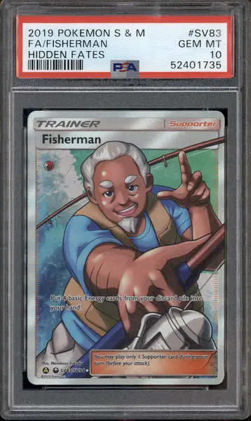 2019 Pokemon S & M Hidden Fates #SV83 Fisherman Full Art PSA 10